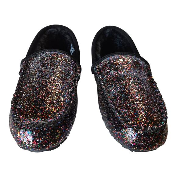 CLARKS Women's 10 M Faux Fur Glitter Moccasin Slippers Slip On Comfort NEW - Picture 4 of 10